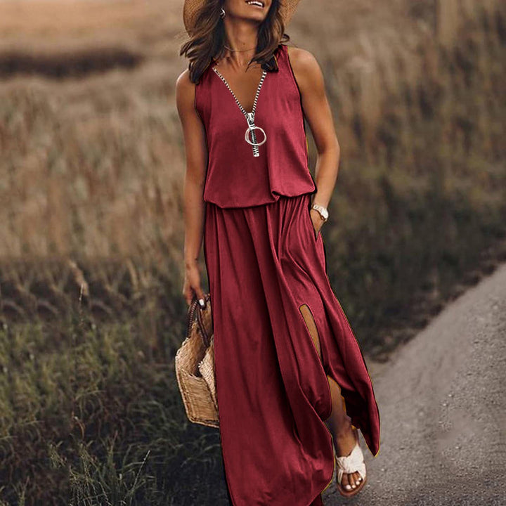 Levoire | Robe avec fermeture éclair et fente Rouge