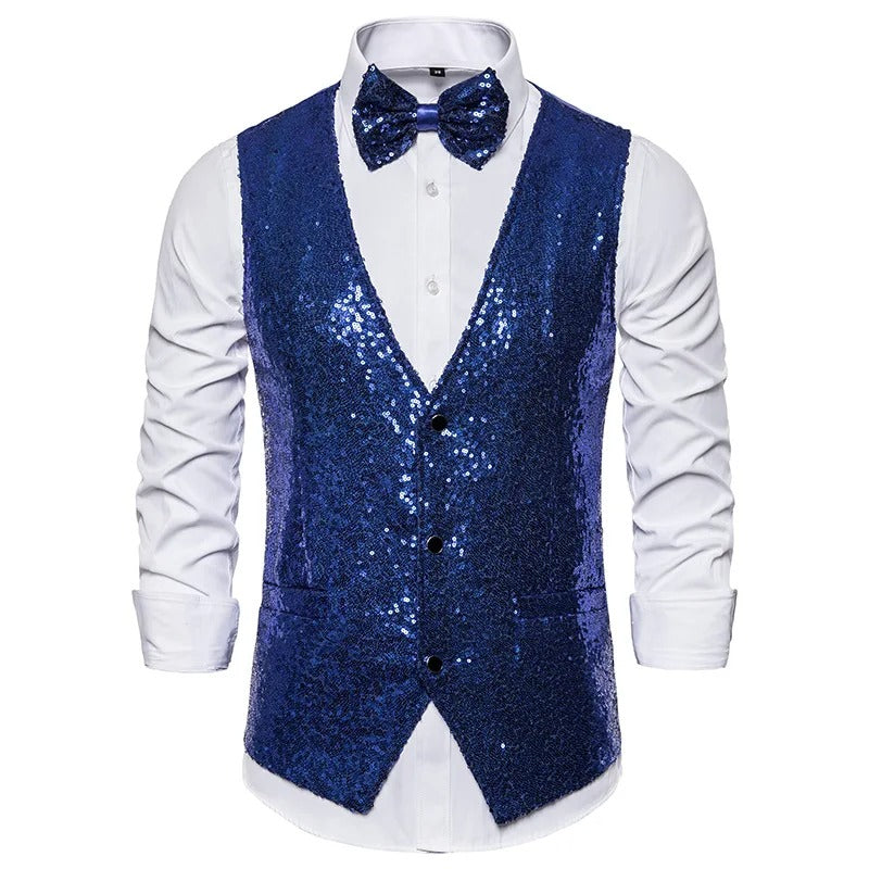 Levoire | Gilet À Paillettes Pour Hommes Pour Les Fêtes Bleu roi