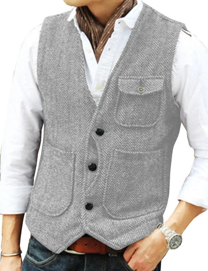Levoire | Gilet Sans Manches Élégant En Tweed Pour Homme