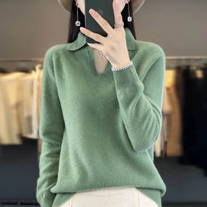 Levoire | Doux Pull Femme, Décolleté En V Avec Col Tyrkiisi