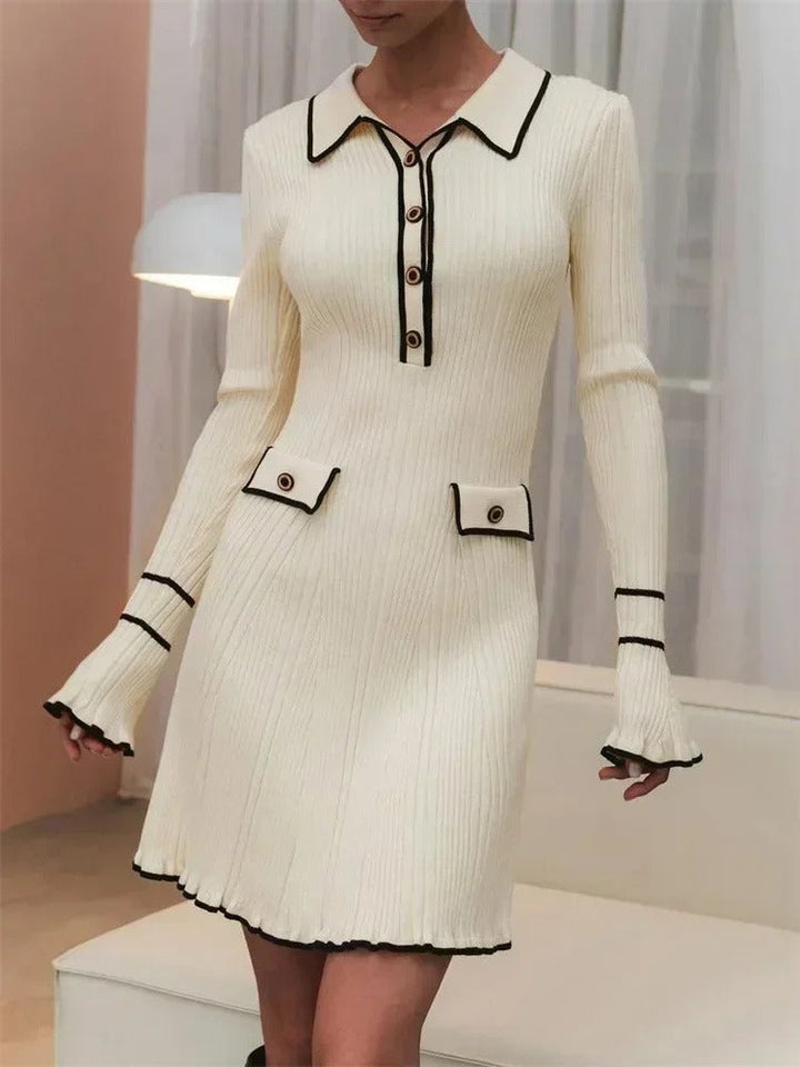 Levoire | Élégante Robe Manteau En Tricot À Taille Haute Robe mini blanche