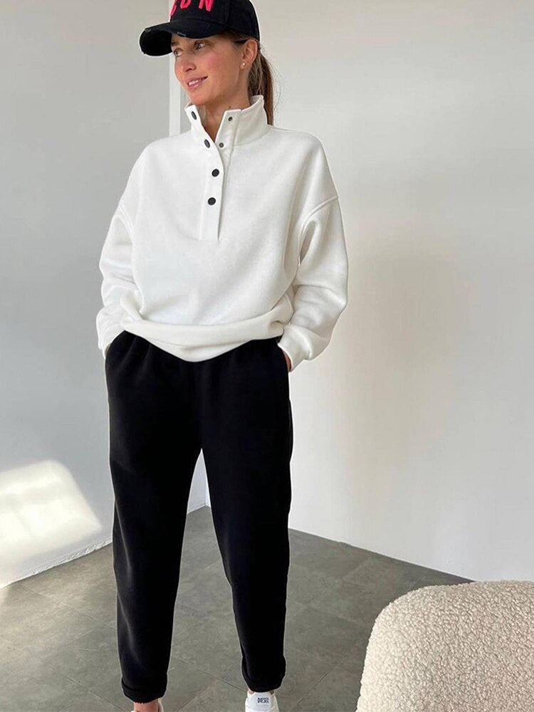 Levoire | Ensemble De Jogging Confortable En Grande Taille Pour Femmes Blanc
