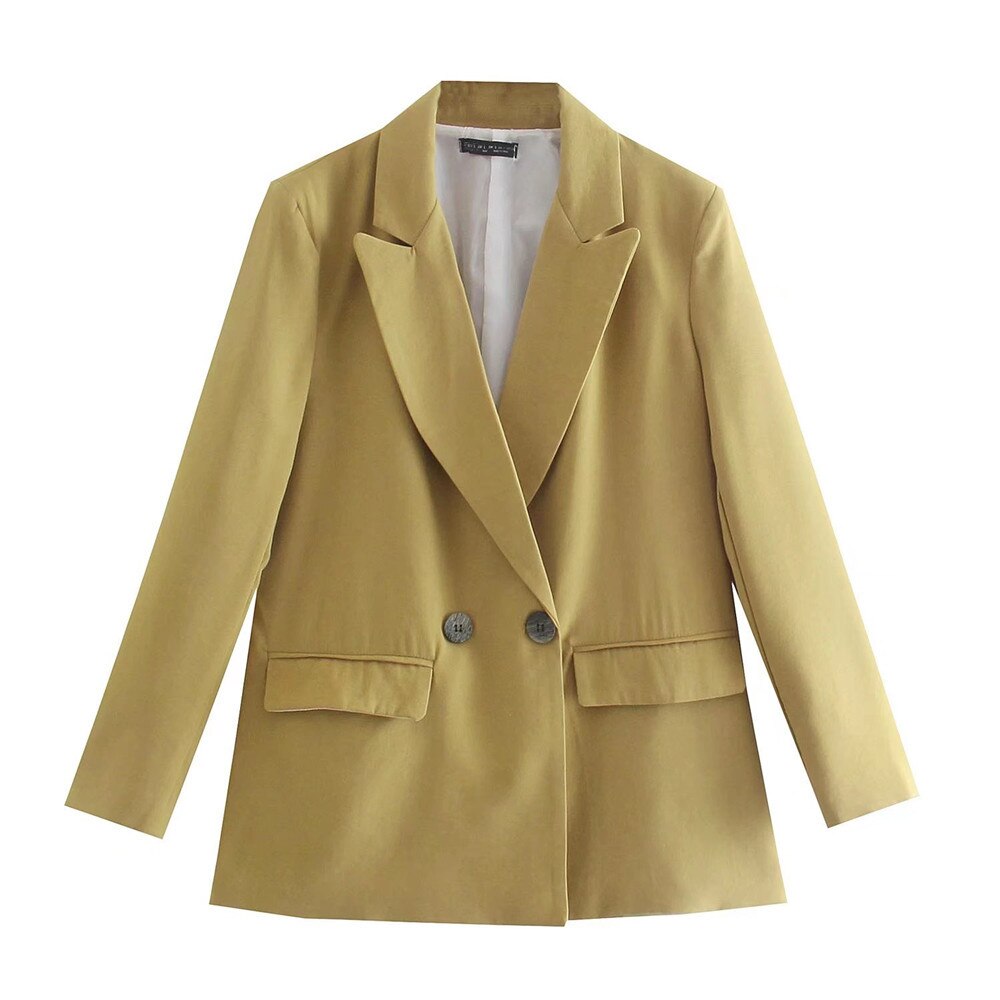 Levoire | Blazer Long Trendy Confortable Pour L'Automne Jaune