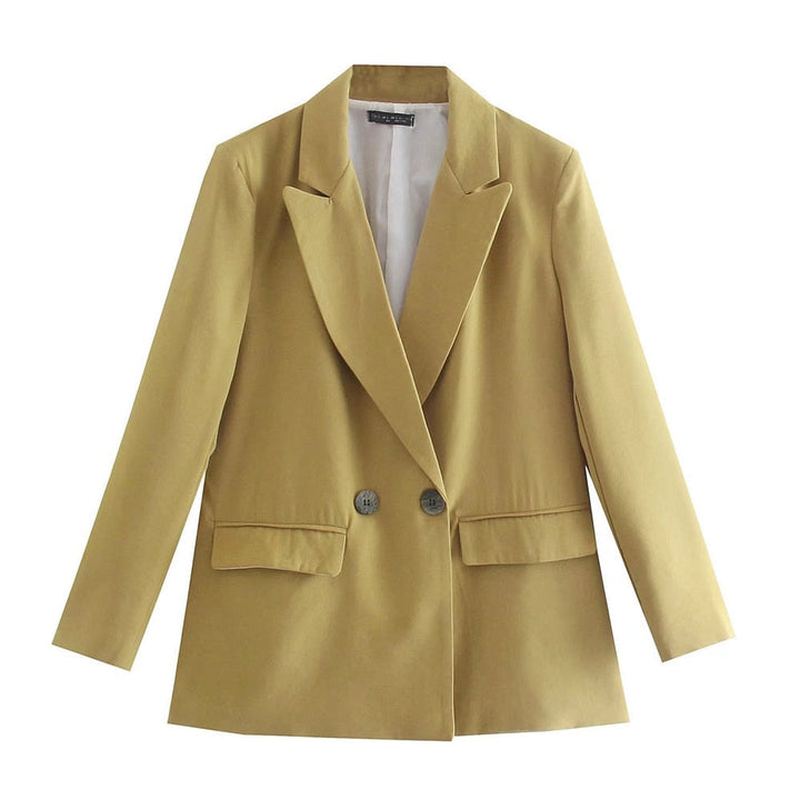 Levoire | Blazer Long Tendance Confortable Pour L'Automne Jaune