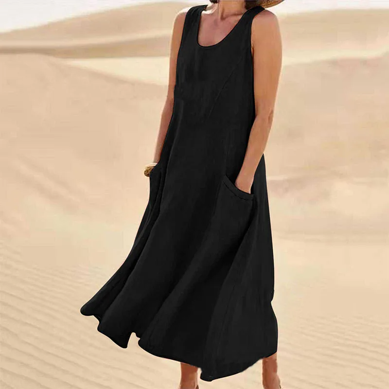 Levoire | Robe sans manches avec poches Noir