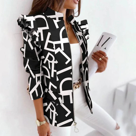 Levoire | Rento Veste À Manches Longues Avec Zip Et Poches Noir et Blanc
