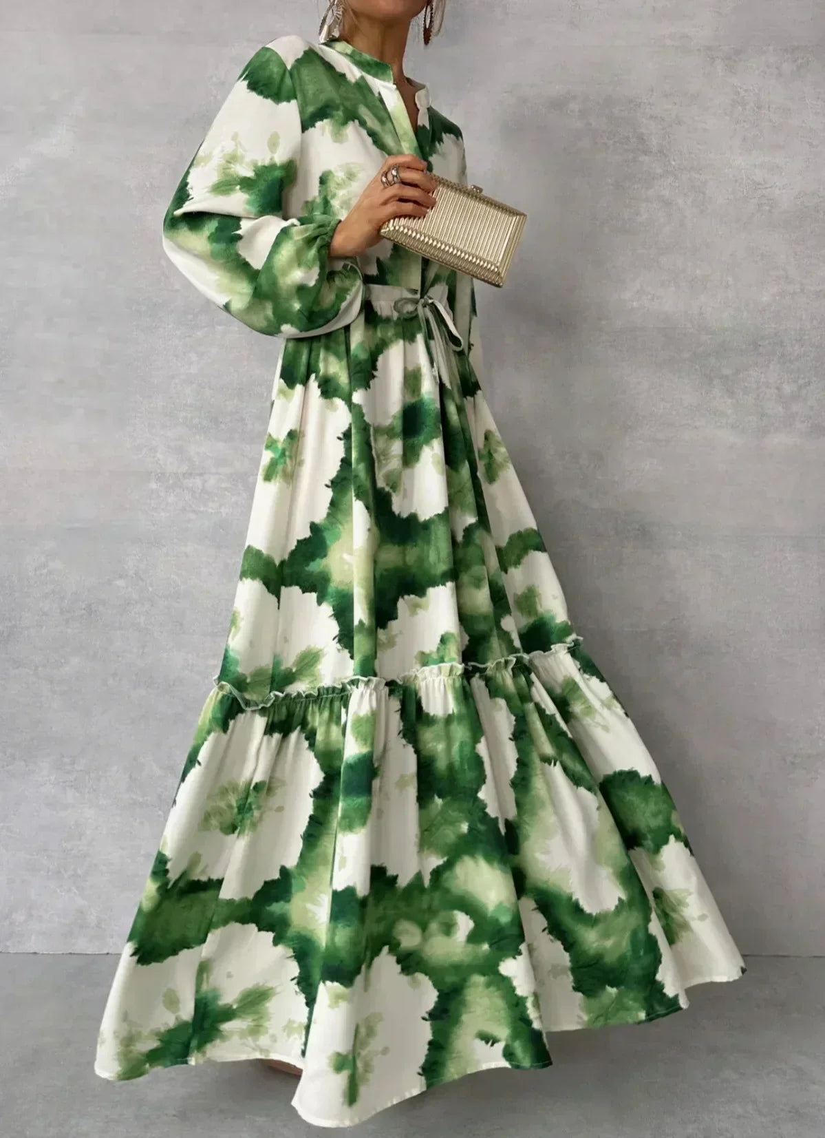Levoire | Robe Maxi Élégante À Manches Longues Vert
