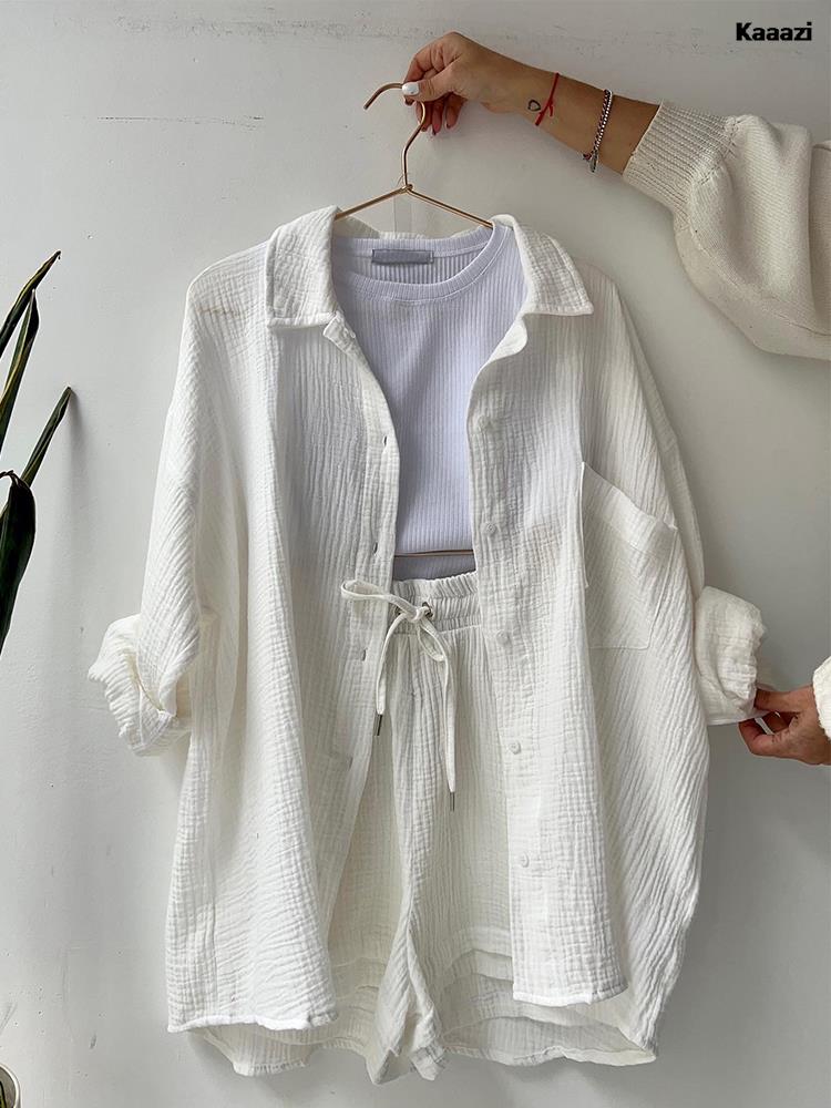 Levoire | Taille Au-Dessus Haut À Manches Longues Ensemble Blanc
