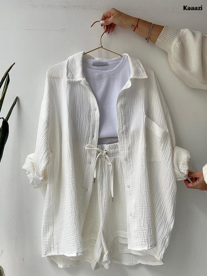 Levoire | Taille Au-Dessus Haut À Manches Longues Ensemble Blanc