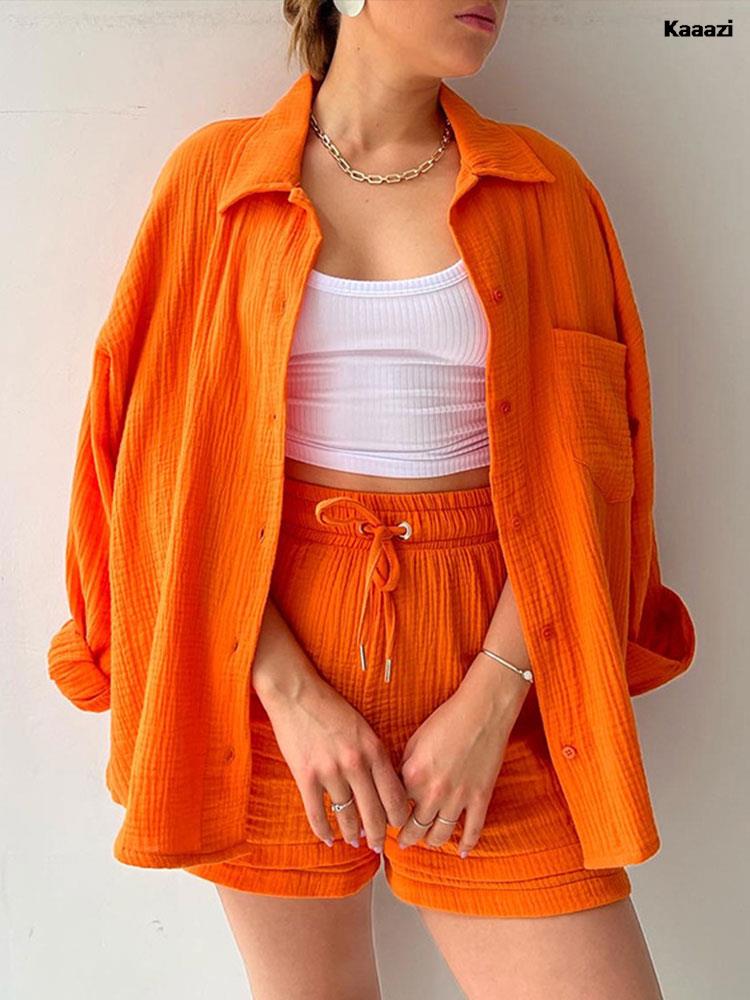 Levoire | Taille Au-Dessus Haut À Manches Longues Ensemble Orange