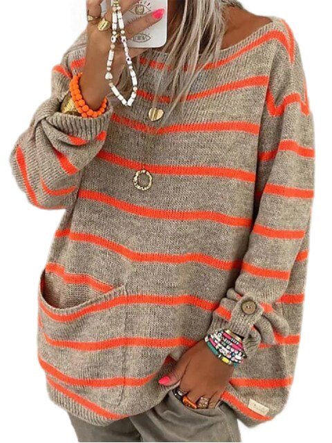 Levoire | Pull Rayé Élégant Orange