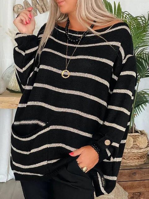 Levoire | Pull Rayé Élégant Noir