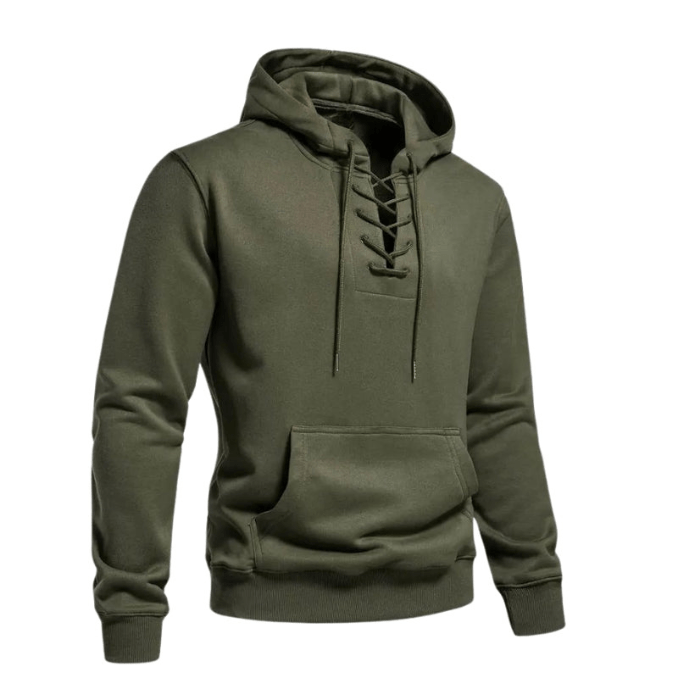 Levoire | Sweat à capuche pour hommes avec devant à lacets, sweat à capuche décontracté, mode masculine confortable