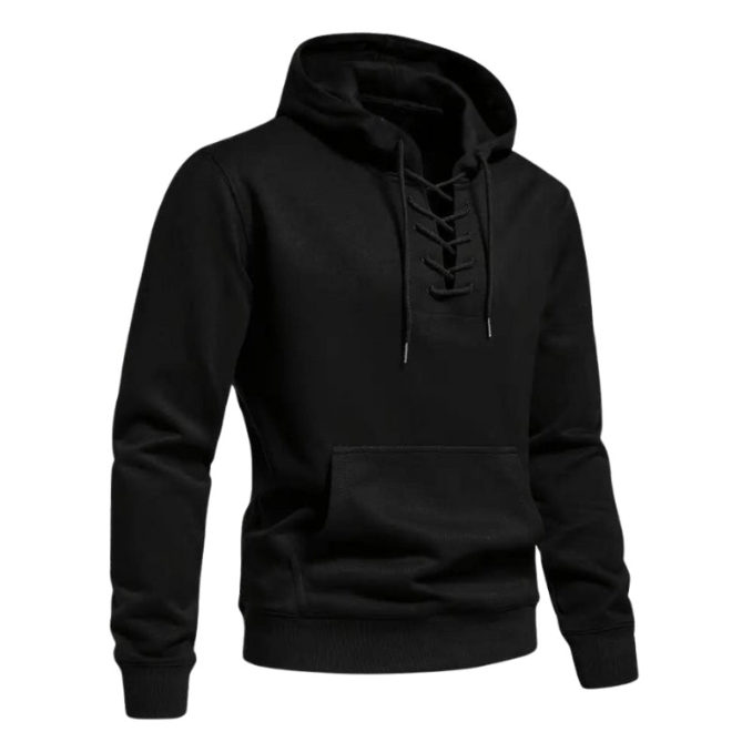 Levoire | Sweat à capuche pour hommes avec devant à lacets, sweat à capuche décontracté, mode masculine confortable