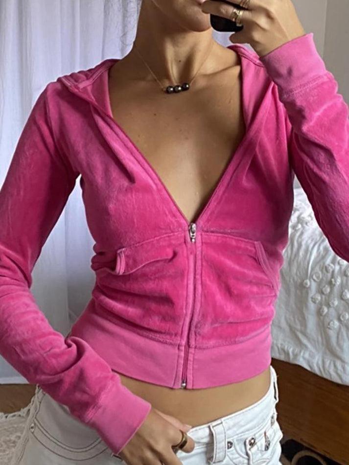 Levoire | Sweat À Capuche Zippé En Velours Rosa