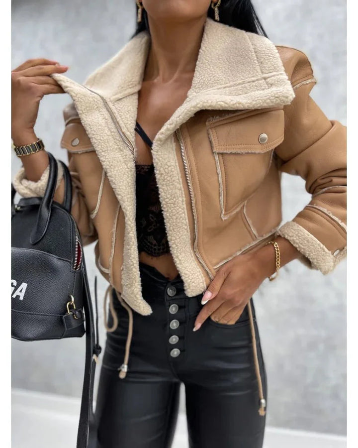 Levoire | Veste En Simili Cuir Chaude Kaki