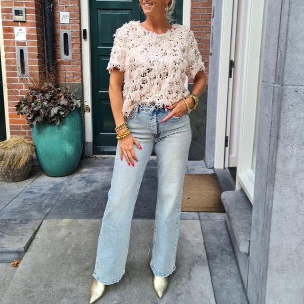 Levoire | T-Shirt Glamour Avec Plumes Et Paillettes