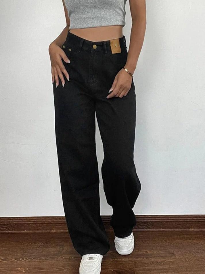 Levoire | Jean Boyfriend Noir Taille Haute Polyvalent Noir
