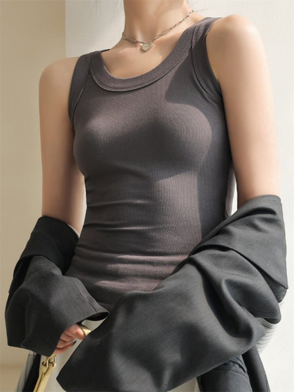 Levoire | Veste Femme Sous-vêtements Slim Debardeur Femme Vêtements d'extérieur Sans Manches Gris M