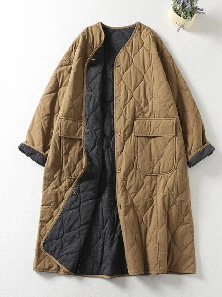 Levoire | Veste Matelassée Sans Col Crème à café