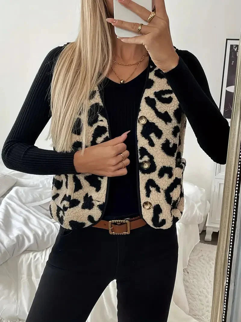 Levoire | Gilet Sans Manches Avec Motif Léopard Pour Femmes