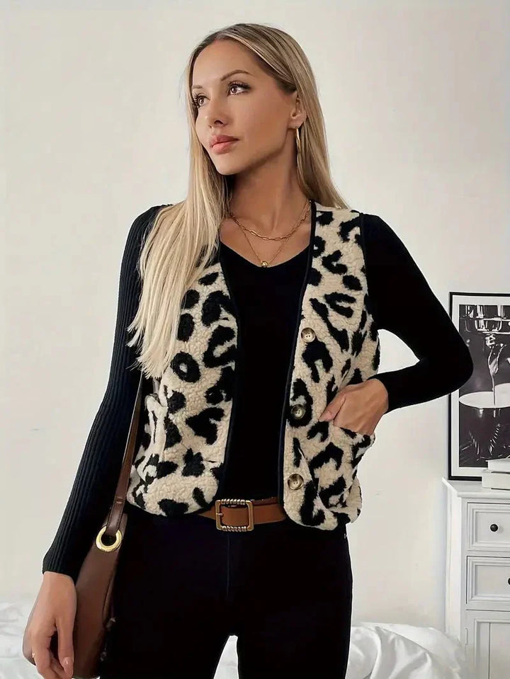 Levoire | Gilet Sans Manches Avec Motif Léopard Pour Femmes