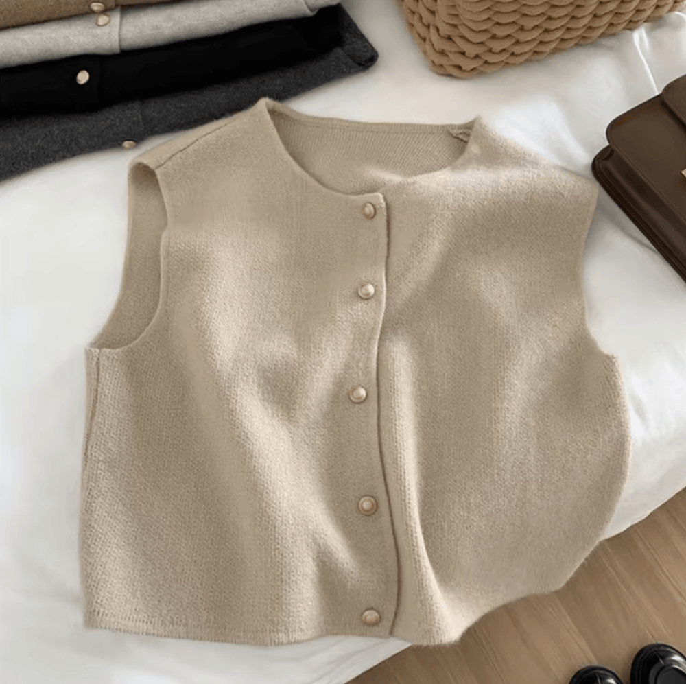 Levoire | Gilet Sans Manches En Fin Tricot Pour Femmes Abricot