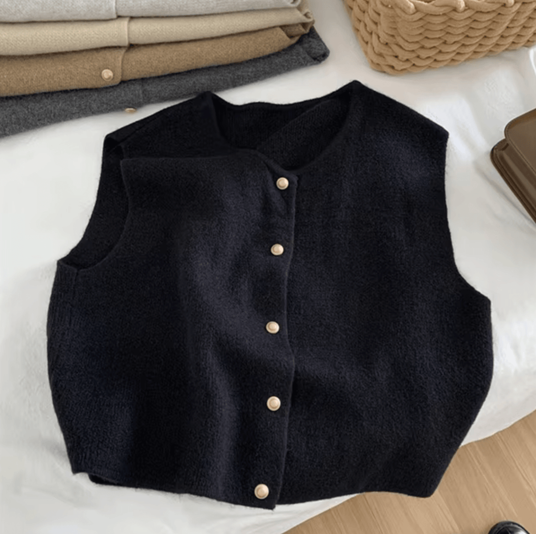 Levoire | Gilet Sans Manches En Fin Tricot Pour Femmes Noir
