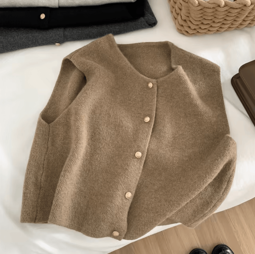 Levoire | Gilet Sans Manches En Fin Tricot Pour Femmes Kaki