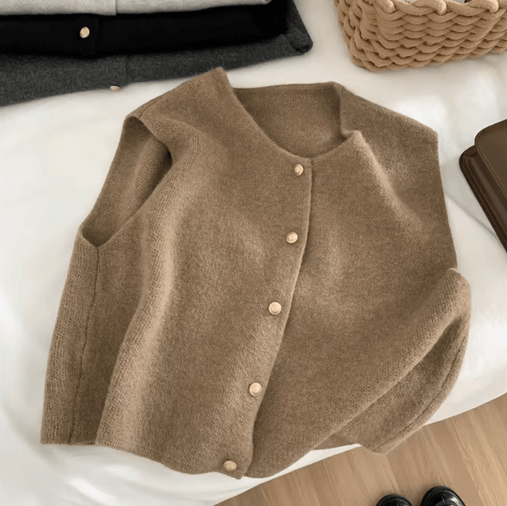 Levoire | Gilet Sans Manches En Fin Tricot Pour Femmes Kaki