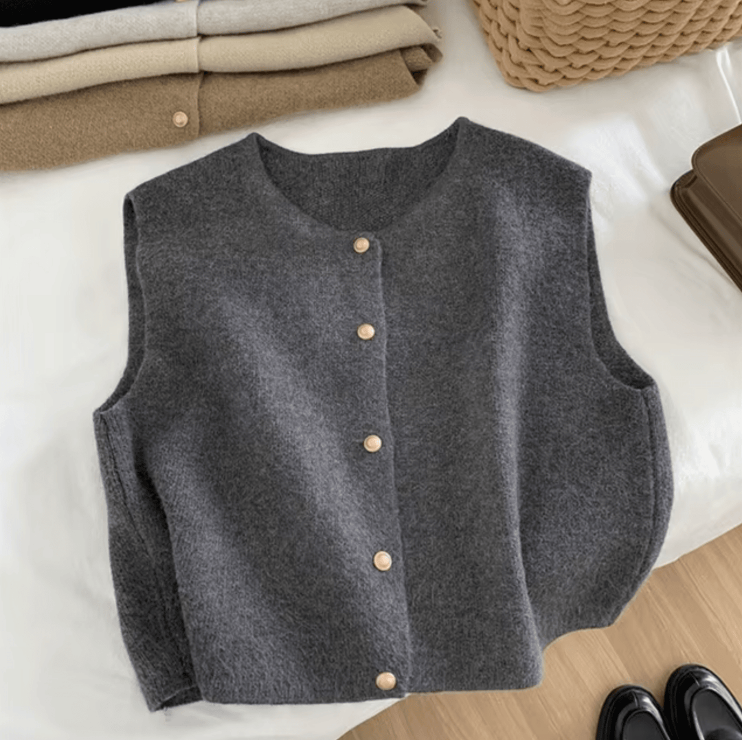 Levoire | Gilet Sans Manches En Fin Tricot Pour Femmes Gris