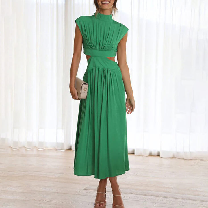 Levoire | Robe femme avec encolure plissée Vert