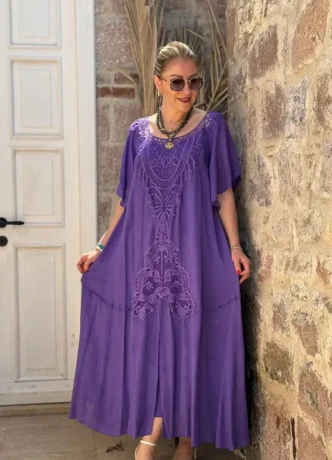 Levoire | Robe Brodée Chic En Tissu Léger Lilas