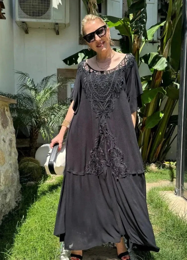 Levoire | Robe Coton Lin Coupe Fluide Noir