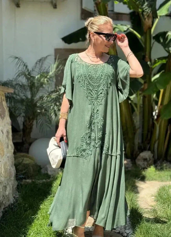 Levoire | Robe Coton Lin Coupe Fluide Vert