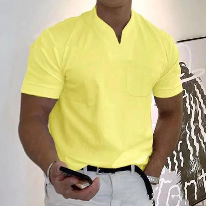 Levoire | T-Shirt De Sport Classique À Col En V Jaune