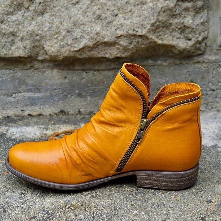 Levoire | Bottines En Cuir Avec Fermeture Éclair Orange