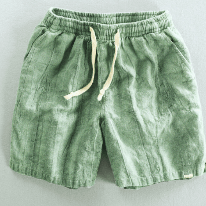 Levoire | Coton Lin Shorts Confortable Style Décontracté Pour Hommes Vert