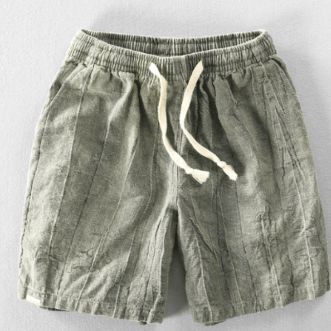Levoire | Coton Lin Shorts Confortable Style Décontracté Pour Hommes Olive