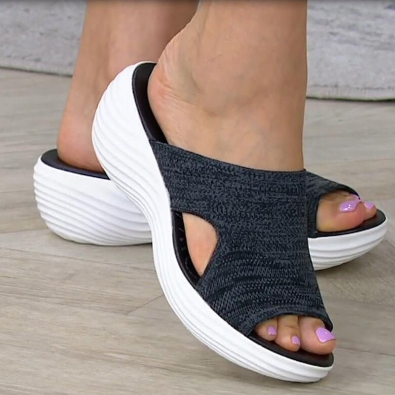 Levoire | Sandales À Talons Compensés Orthopédiques Pour Femmes Noir