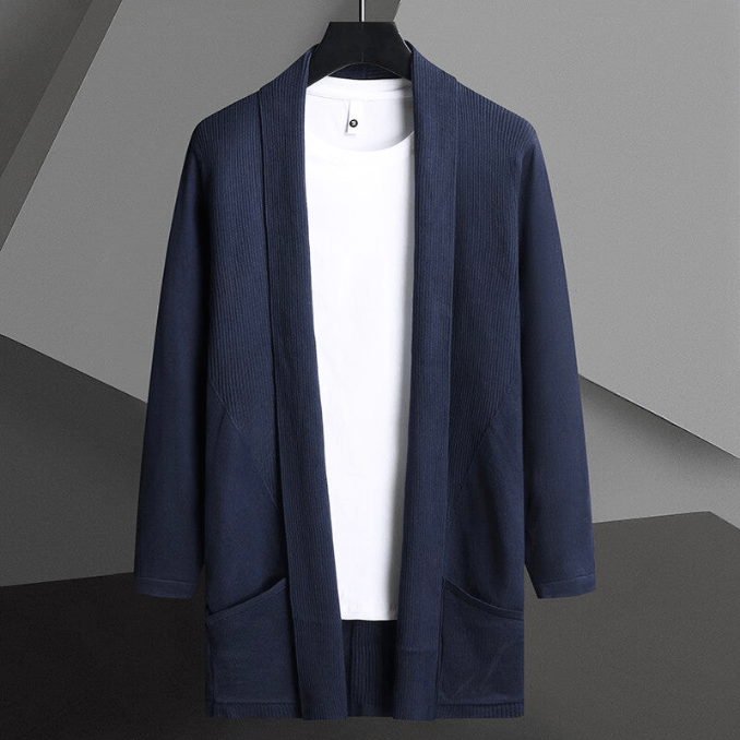 Levoire | Veste pour hommes Premium Gilet en tricot Matériau en tricot doux Décontracté Bleu marine