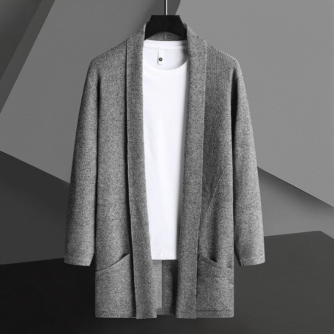Levoire | Veste pour hommes Premium Gilet en tricot Matériau en tricot doux Décontracté Gris