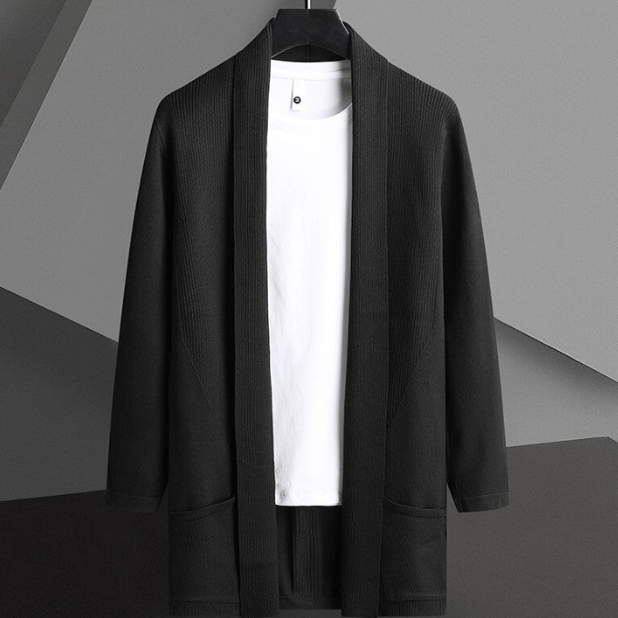 Levoire | Veste pour hommes Premium Gilet en tricot Matériau en tricot doux Décontracté Noir