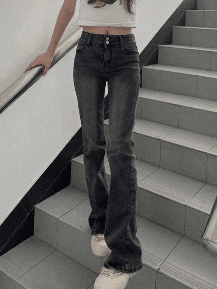 Levoire | Jean Skinny Flare À Chevilles Weinlese Noir
