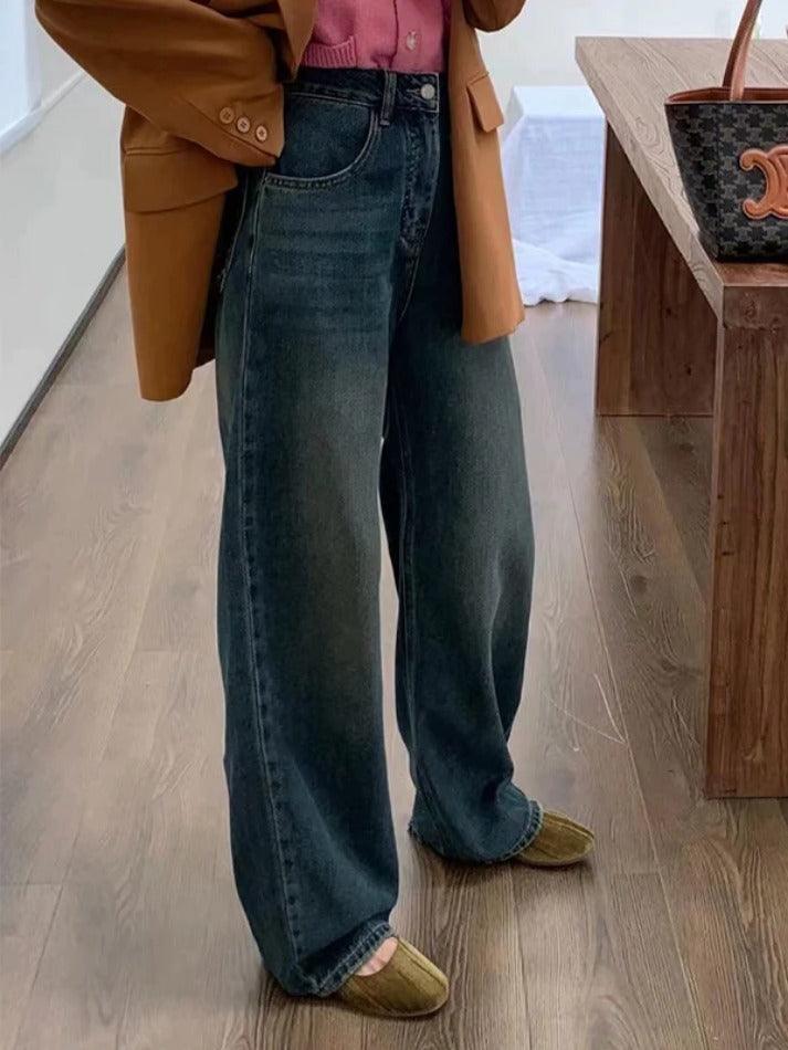 Levoire | Weinlese Bleu Lavage Distress Taille Haute Boyfriend Jeans