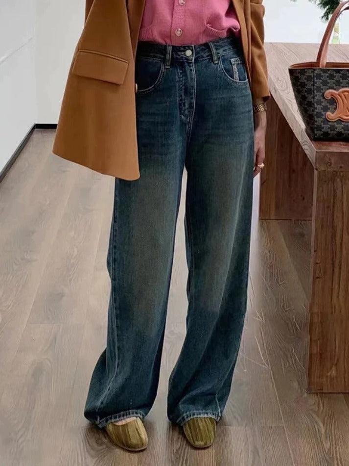 Levoire | Weinlese Bleu Lavage Distress Taille Haute Boyfriend Jeans