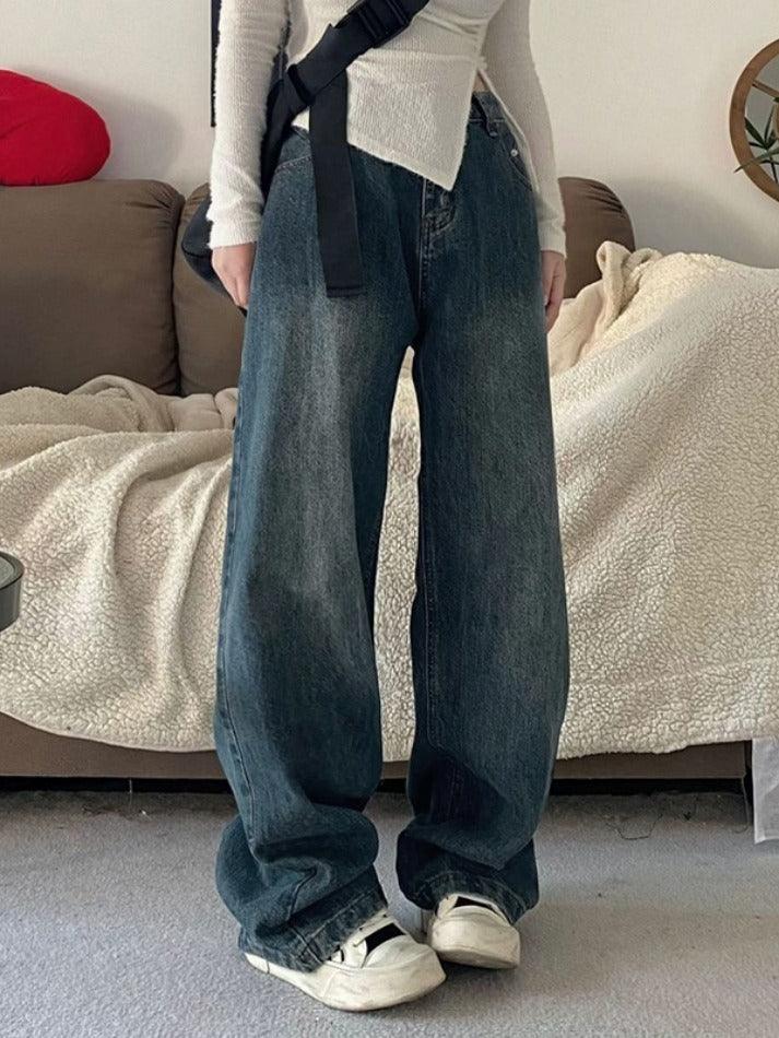Levoire | Jean Boyfriend Taille Haute Lavé Bleu Vintage