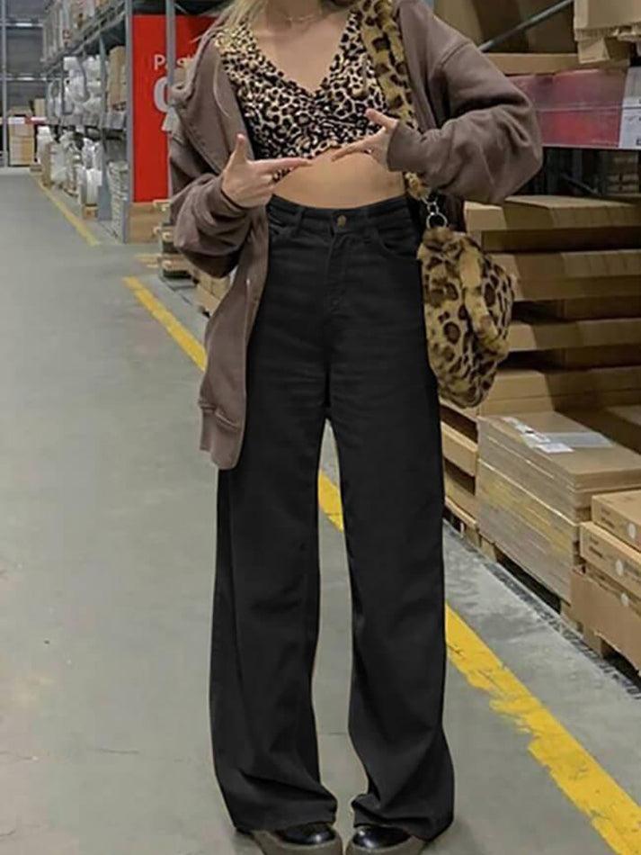 Levoire | Weinlese Pantalon Baggy En Velours Côtelé Noir