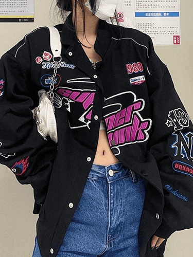 Levoire | Veste Varsity Moto Boutonnée Vintage Brodé