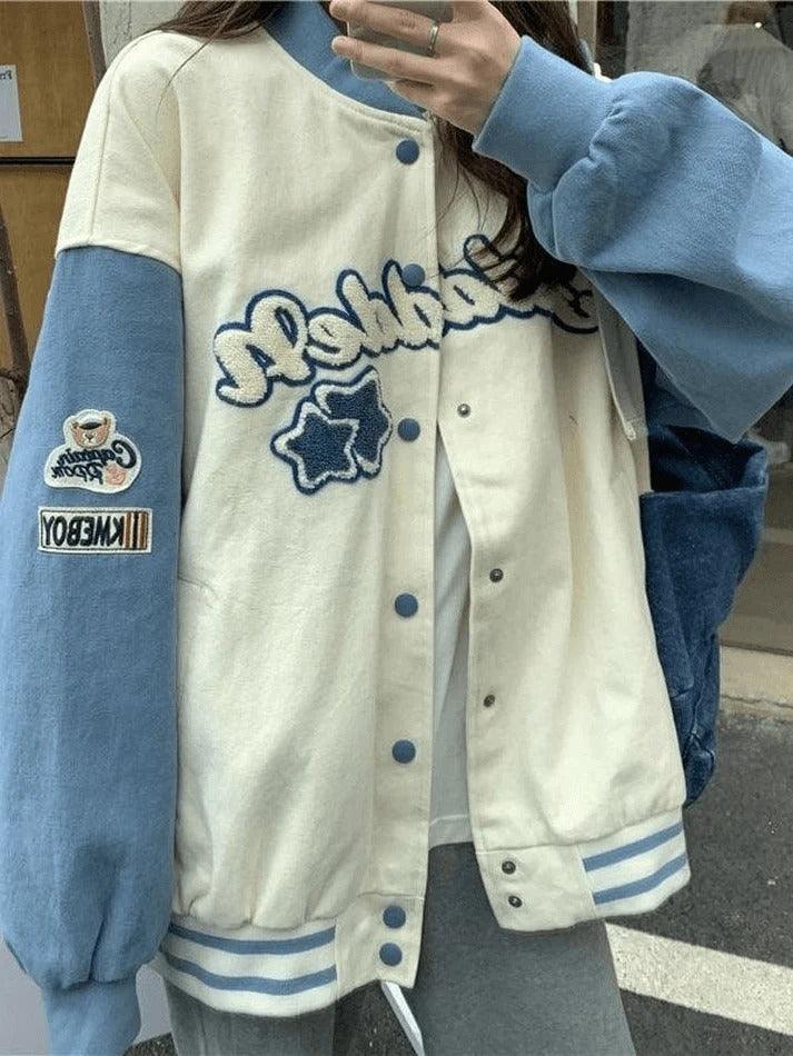 Levoire | Veste Varsity Broderie Weinlese Bleu